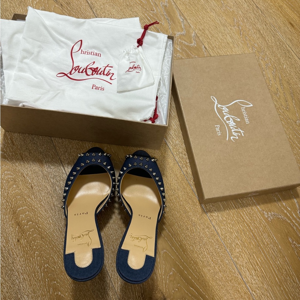 Christian Louboutin me dolly denim peep shoe